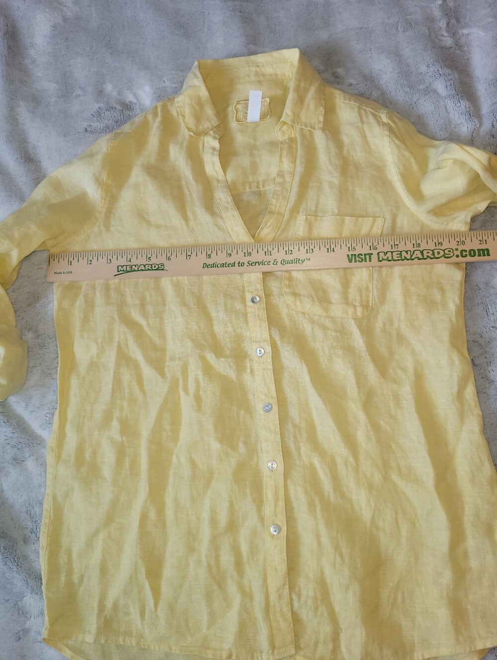 Sigrid Olsen Womens XS Oversized 100% Linen Roll Tab Sleeve Butter Yellow Shirt - Picture 6 of 12